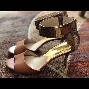 Michael Kors brown snake skin print heels